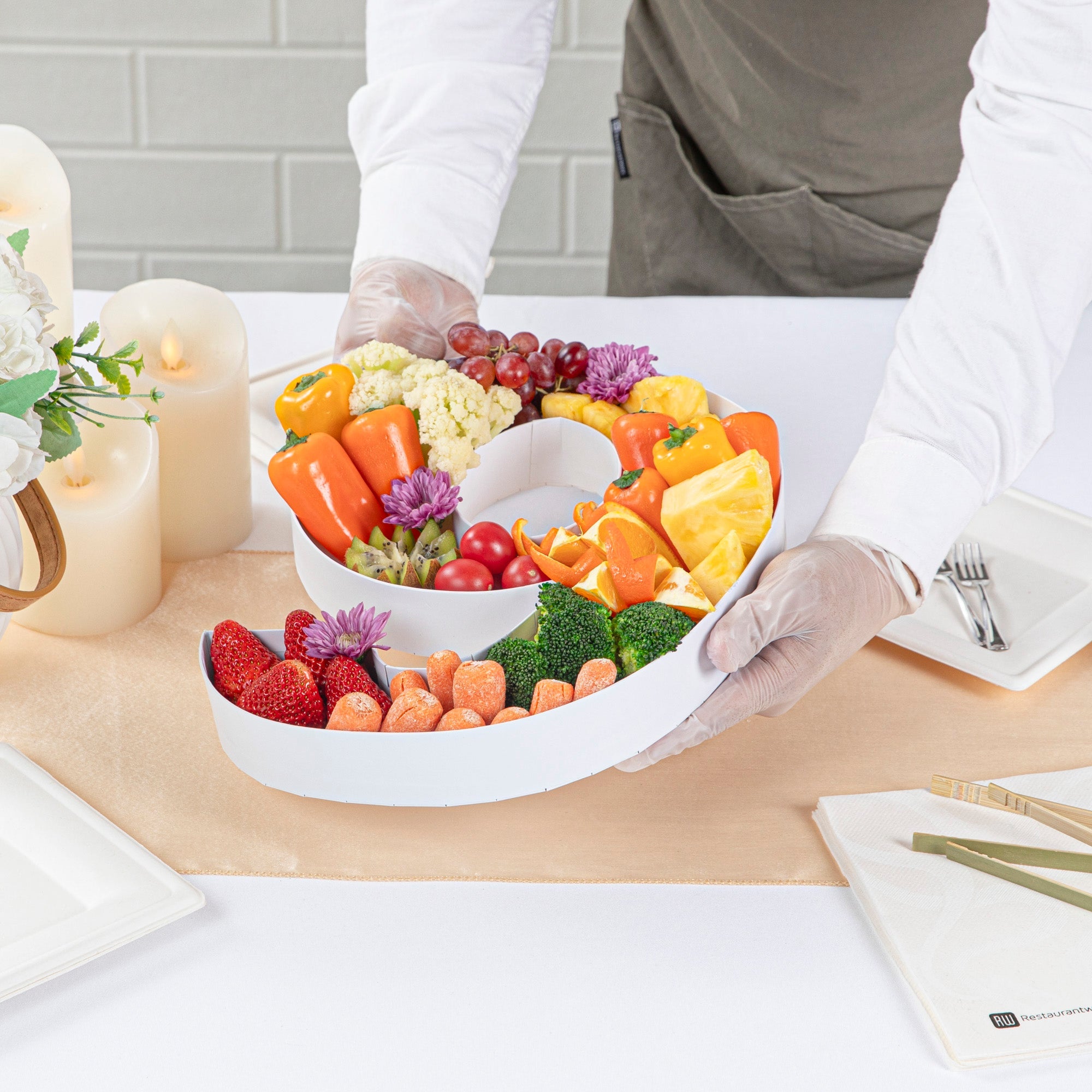 Chef 101 White Paper Charcuterie Fillable Number 9 Tray - 12" x 10" x 1 1/2" - 1 count box