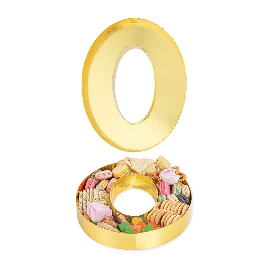 Chef 101 Gold Paper Charcuterie Fillable Number 0 Tray - 12" x 10" x 1 1/2" - 1 count box