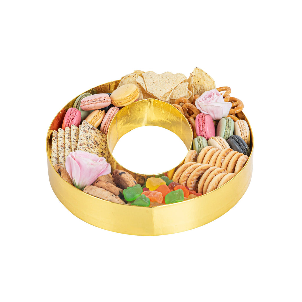 Chef 101 Gold Paper Charcuterie Fillable Number 0 Tray - 12" x 10" x 1 1/2" - 1 count box
