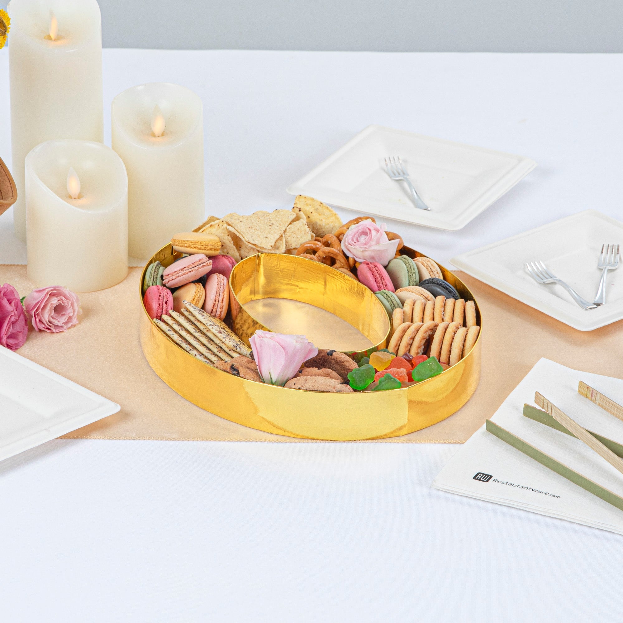 Chef 101 Gold Paper Charcuterie Fillable Number 0 Tray - 12" x 10" x 1 1/2" - 1 count box