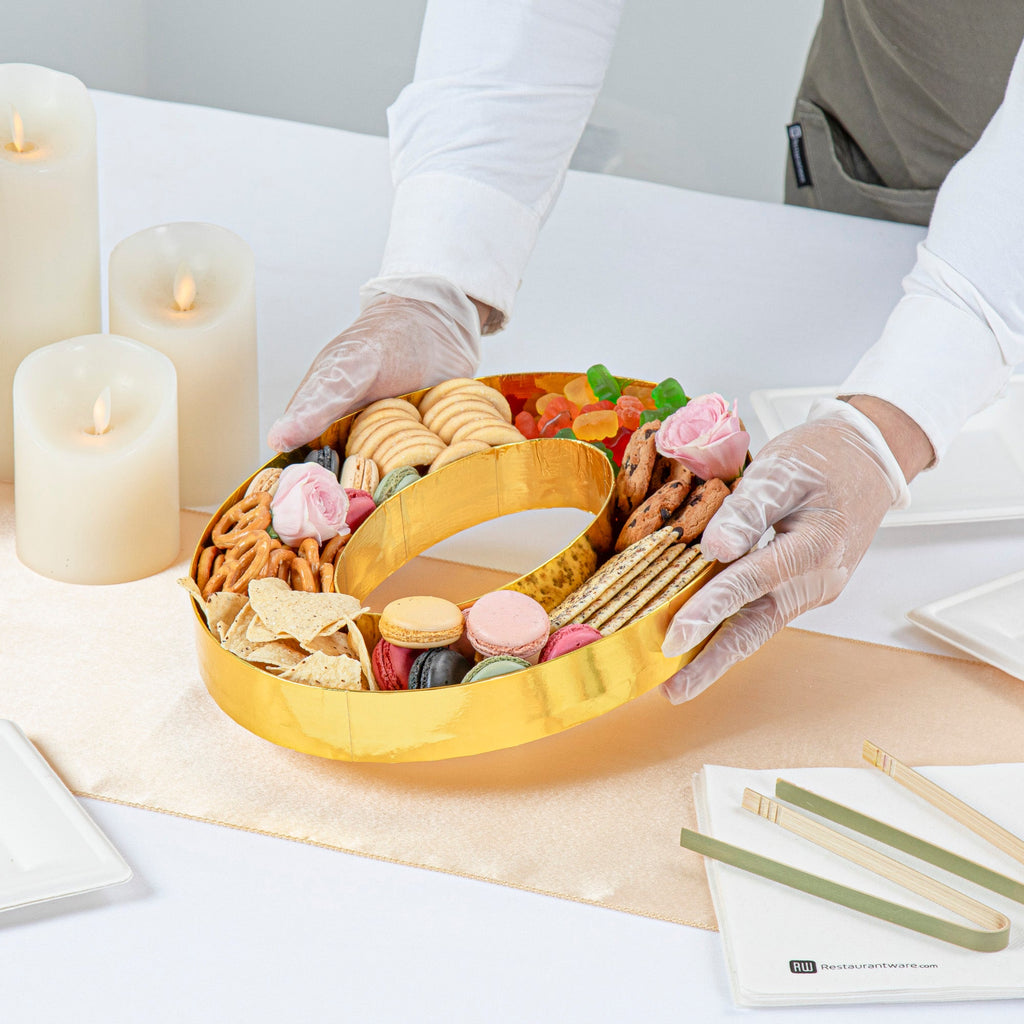 Chef 101 Gold Paper Charcuterie Fillable Number 0 Tray - 12" x 10" x 1 1/2" - 1 count box