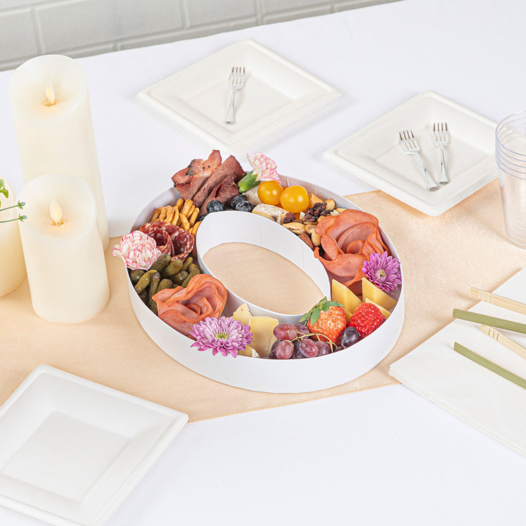 Chef 101 White Paper Charcuterie Fillable Number 0 Tray - 12" x 10" x 1 1/2" - 1 count box