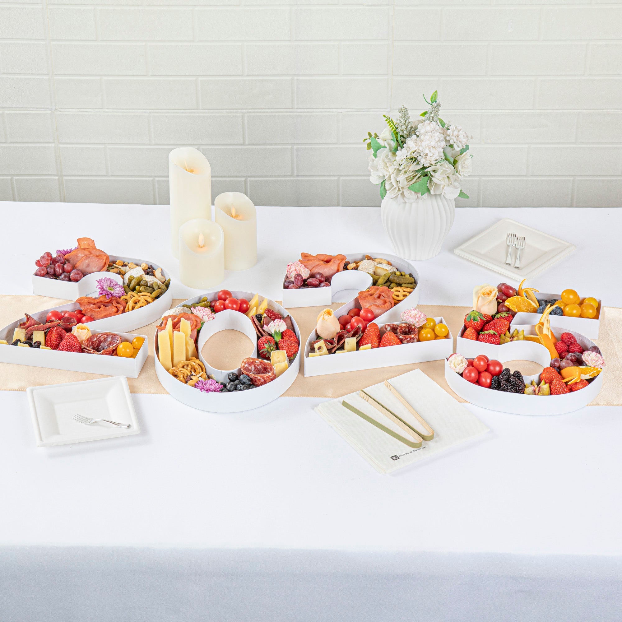 Chef 101 White Paper Charcuterie Fillable Number 0 Tray - 12" x 10" x 1 1/2" - 1 count box
