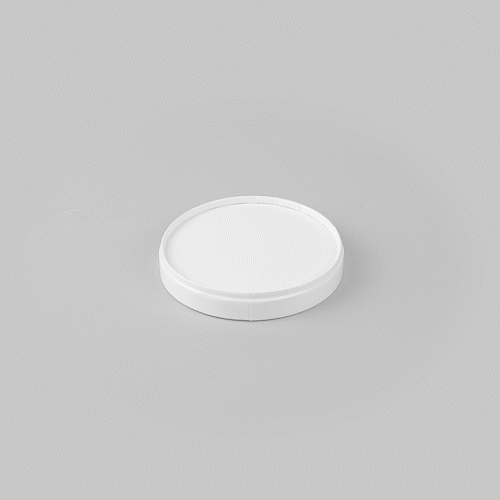 Coppetta Round White Paper Lid - Fits 8 oz To Go Cup, with Spoon - 3 3/4" x 3 3/4" x 3/4" - 50 count box
