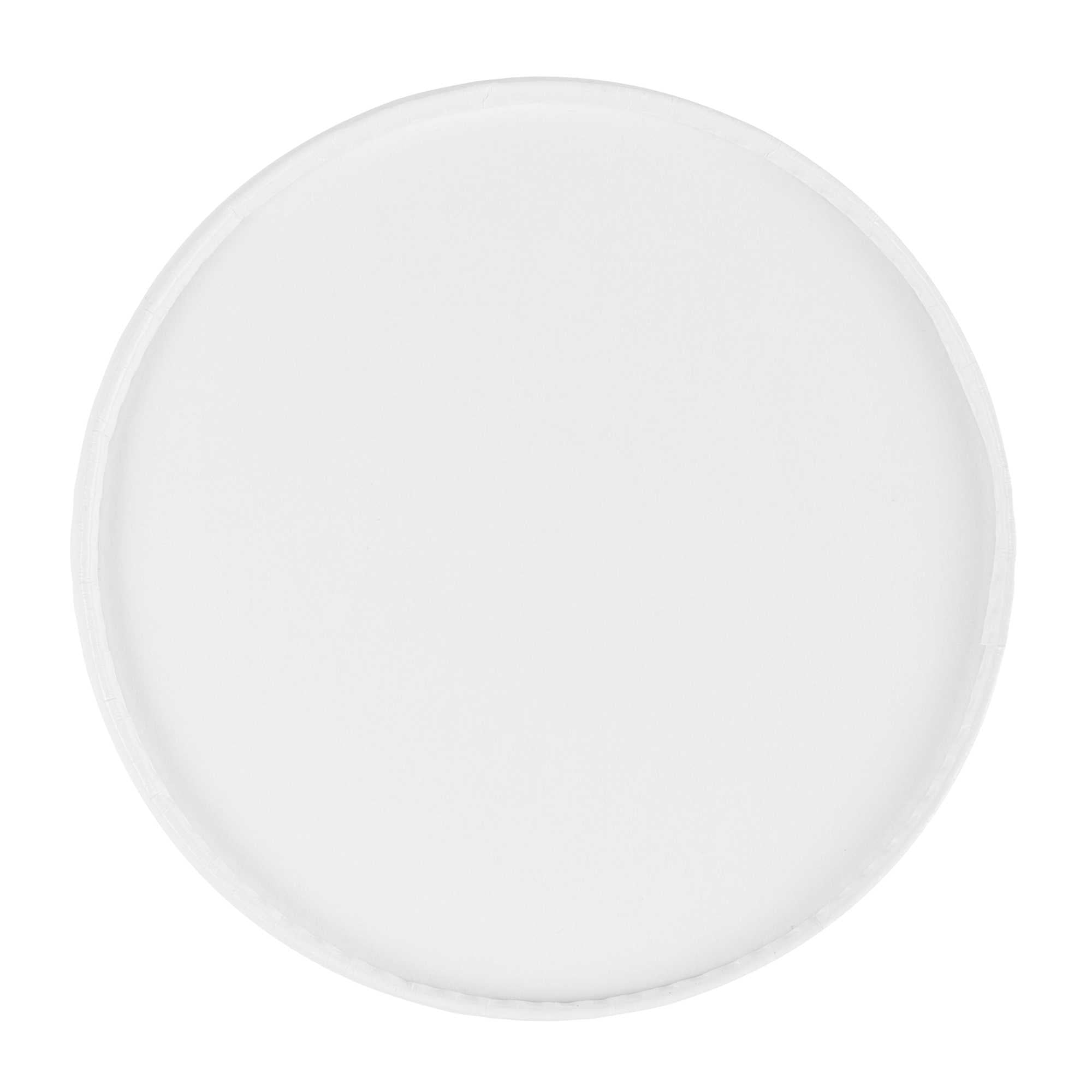 Coppetta Round White Paper Lid - Fits 8 oz To Go Cup, with Spoon - 3 3/4" x 3 3/4" x 3/4" - 50 count box
