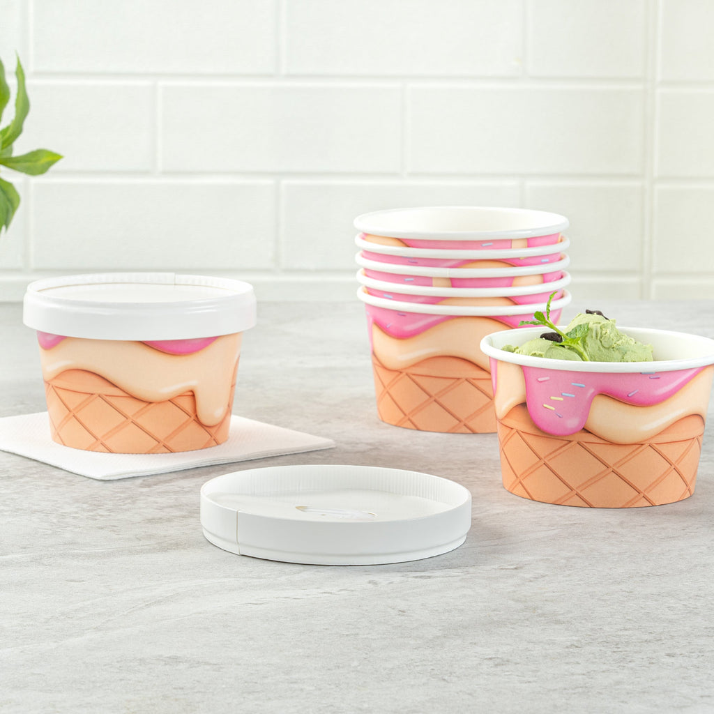 Coppetta Round White Paper Lid - Fits 8 oz To Go Cup, with Spoon - 3 3/4" x 3 3/4" x 3/4" - 200 count box