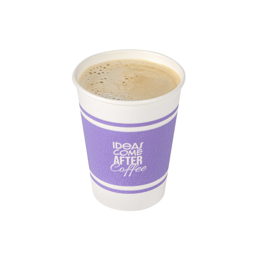 Restpresso 12 oz Purple Paper Insulated Hot Cup - Ideas Come After Coffee - 25 count box
