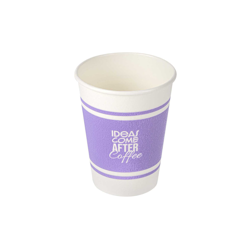 Restpresso 12 oz Purple Paper Insulated Hot Cup - Ideas Come After Coffee - 25 count box