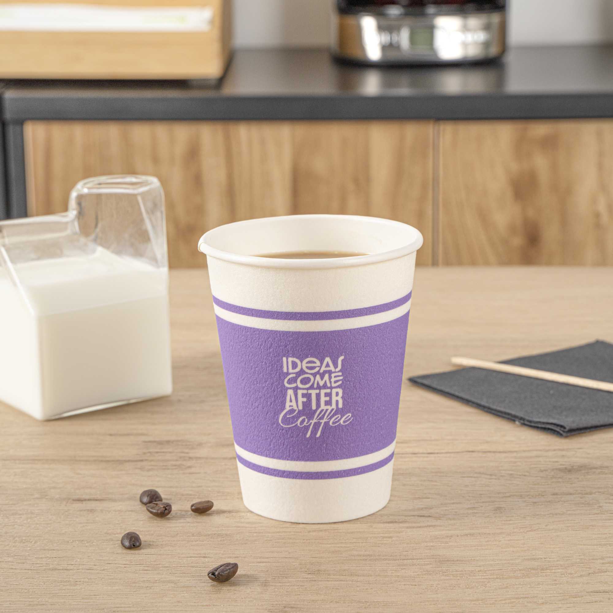 Restpresso 12 oz Purple Paper Insulated Hot Cup - Ideas Come After Coffee - 25 count box