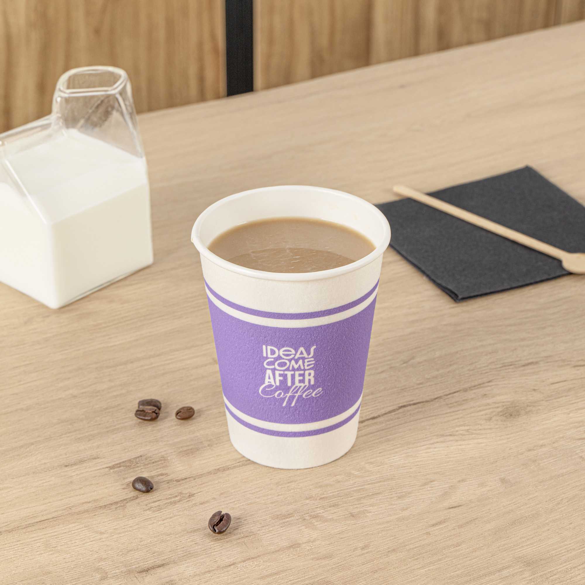 Restpresso 12 oz Purple Paper Insulated Hot Cup - Ideas Come After Coffee - 25 count box