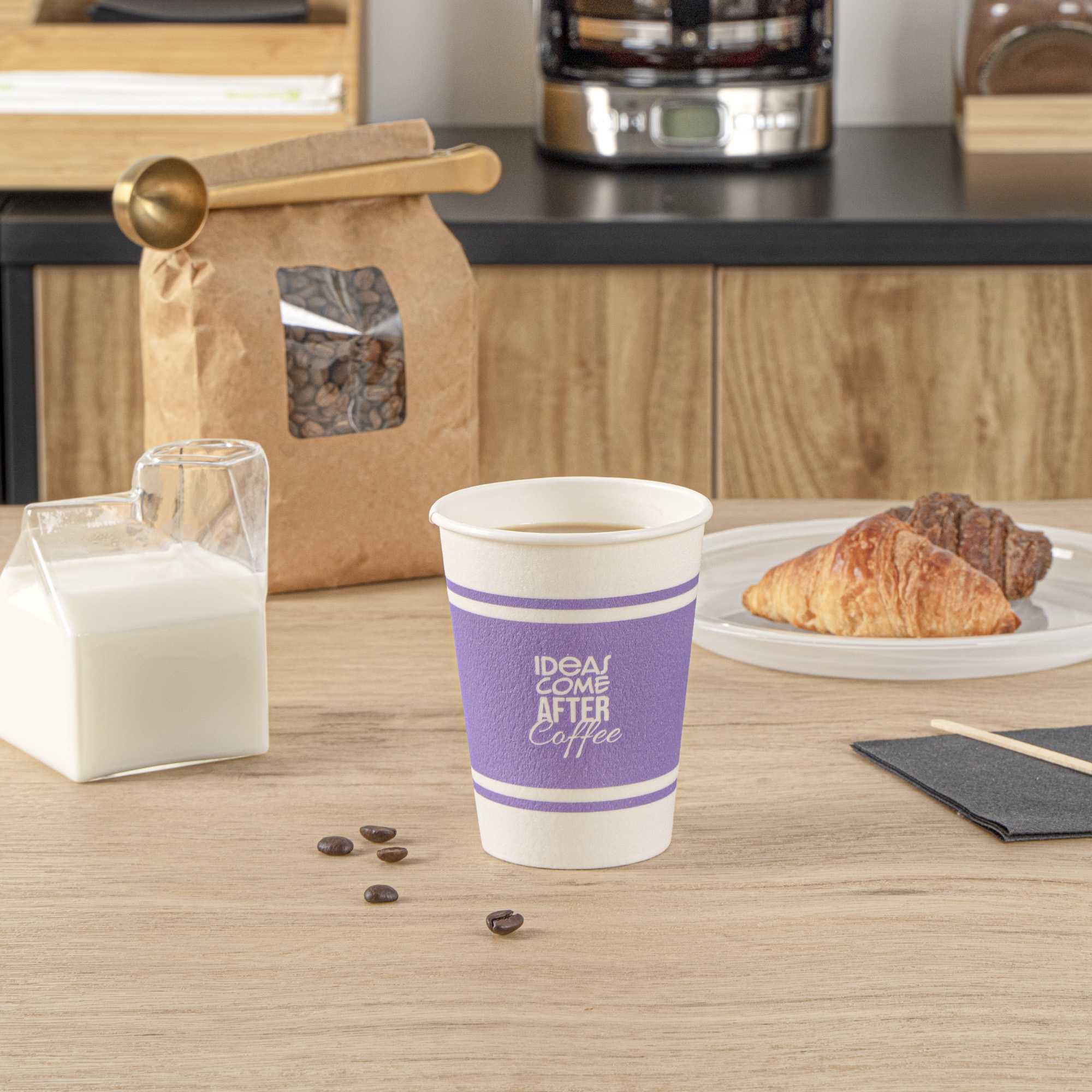 Restpresso 12 oz Purple Paper Insulated Hot Cup - Ideas Come After Coffee - 500 count box