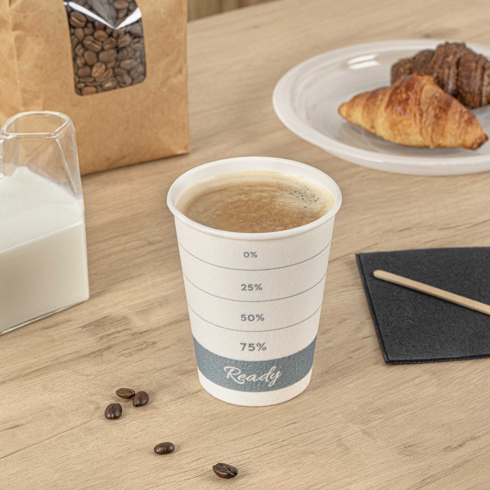 Restpresso 12 oz Green Paper Insulated Hot Cup - Readiness Meter - 25 count box