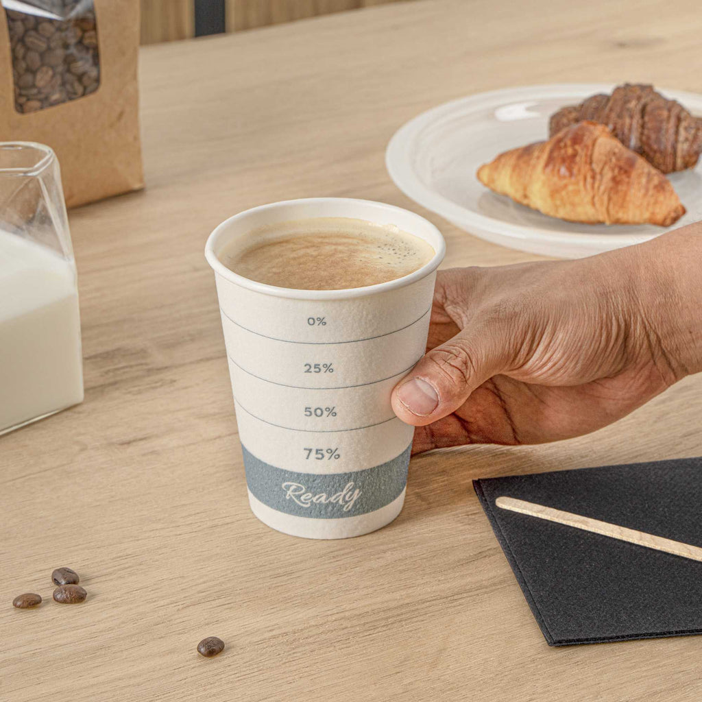 Restpresso 12 oz Green Paper Insulated Hot Cup - Readiness Meter - 25 count box