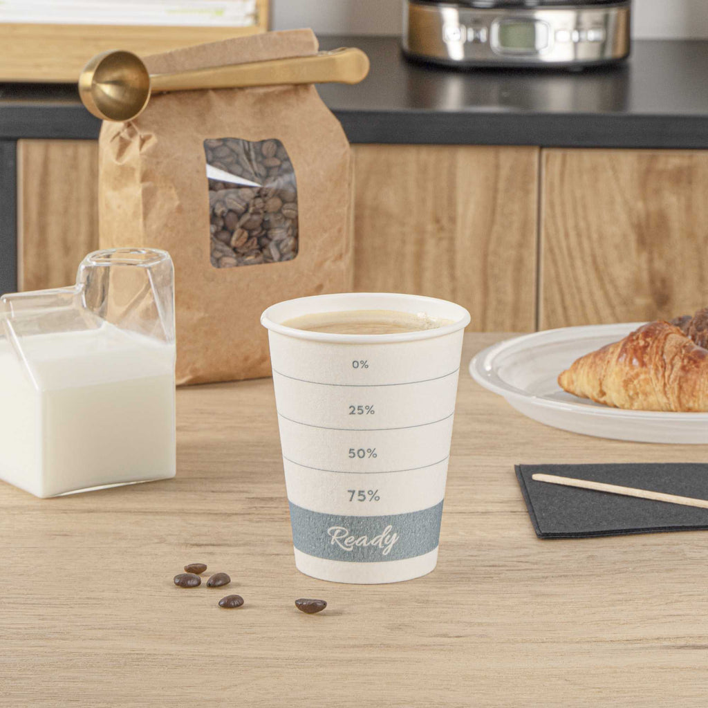 Restpresso 12 oz Green Paper Insulated Hot Cup - Readiness Meter - 500 count box