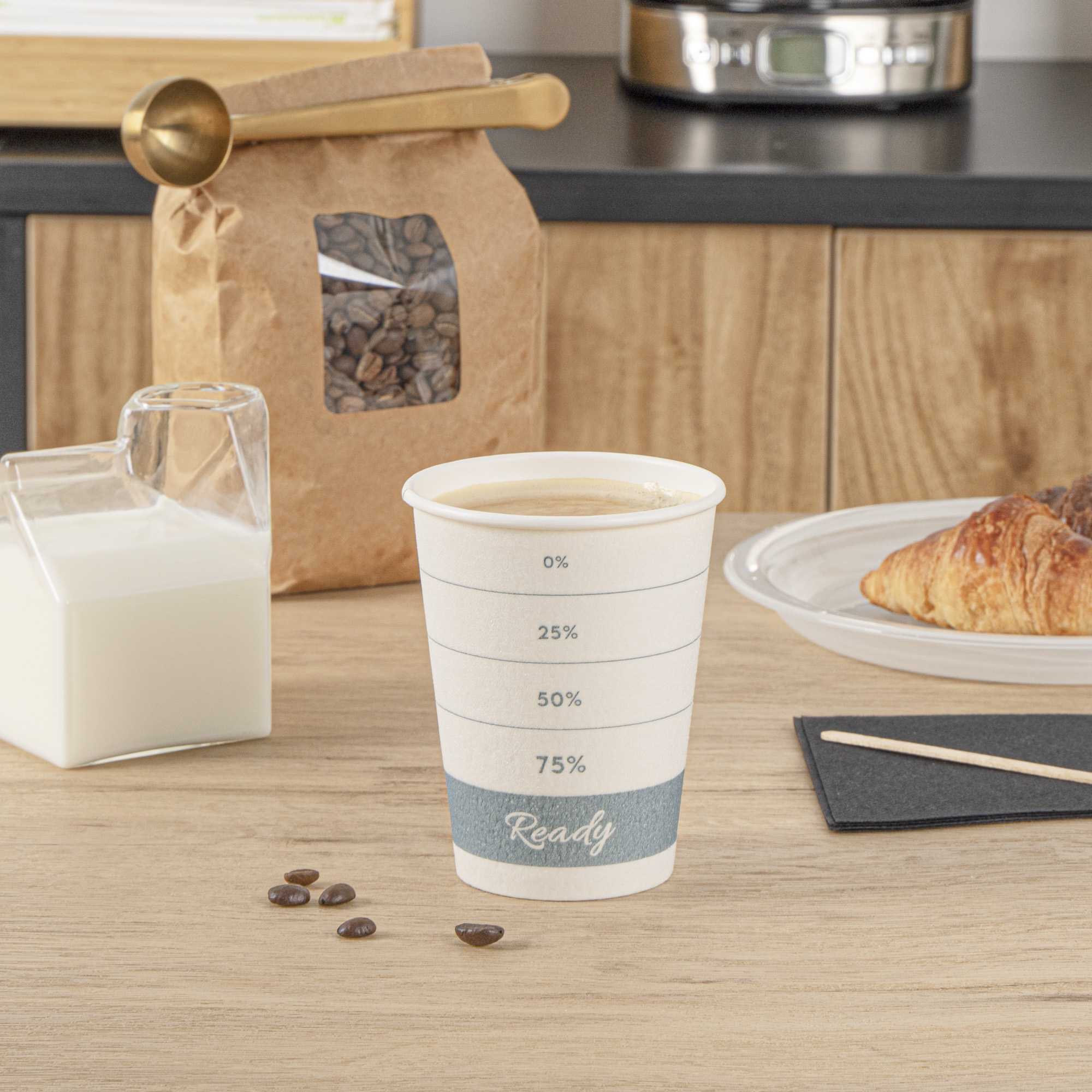 Restpresso 12 oz Green Paper Insulated Hot Cup - Readiness Meter - 500 count box