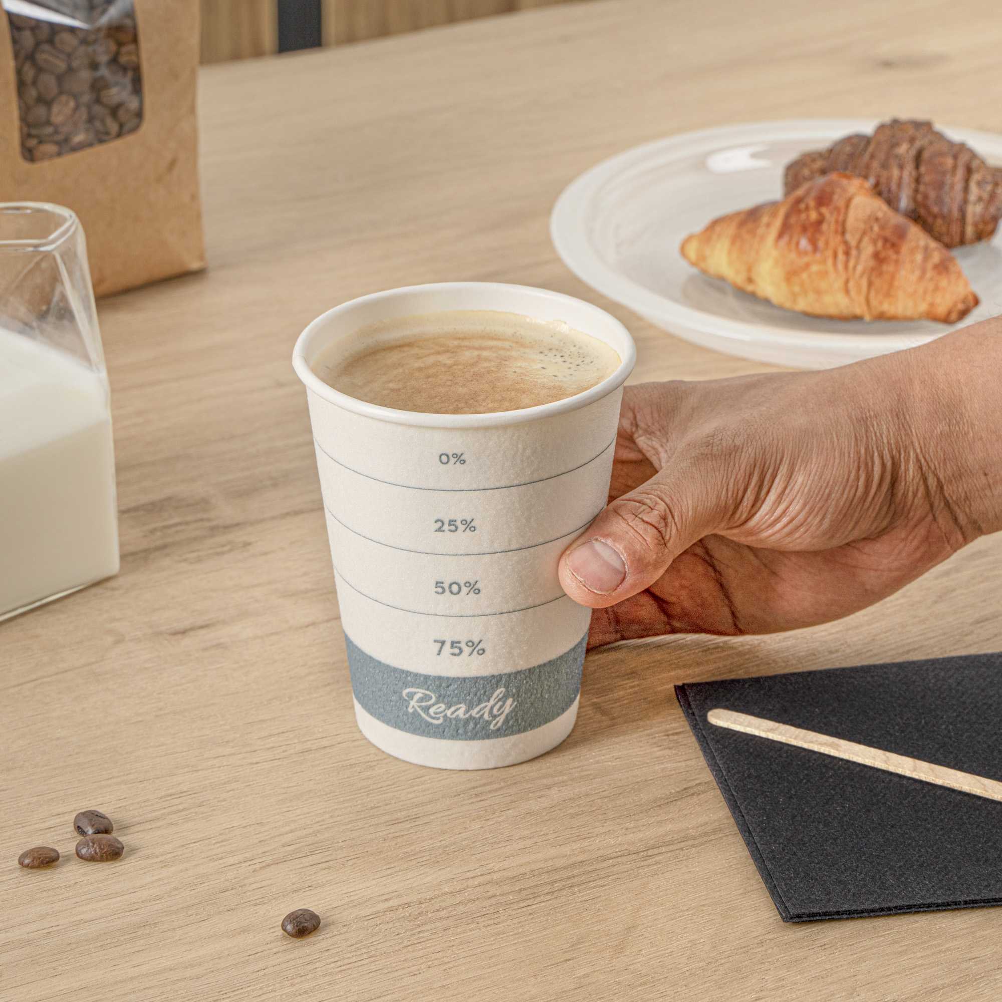 Restpresso 12 oz Green Paper Insulated Hot Cup - Readiness Meter - 500 count box