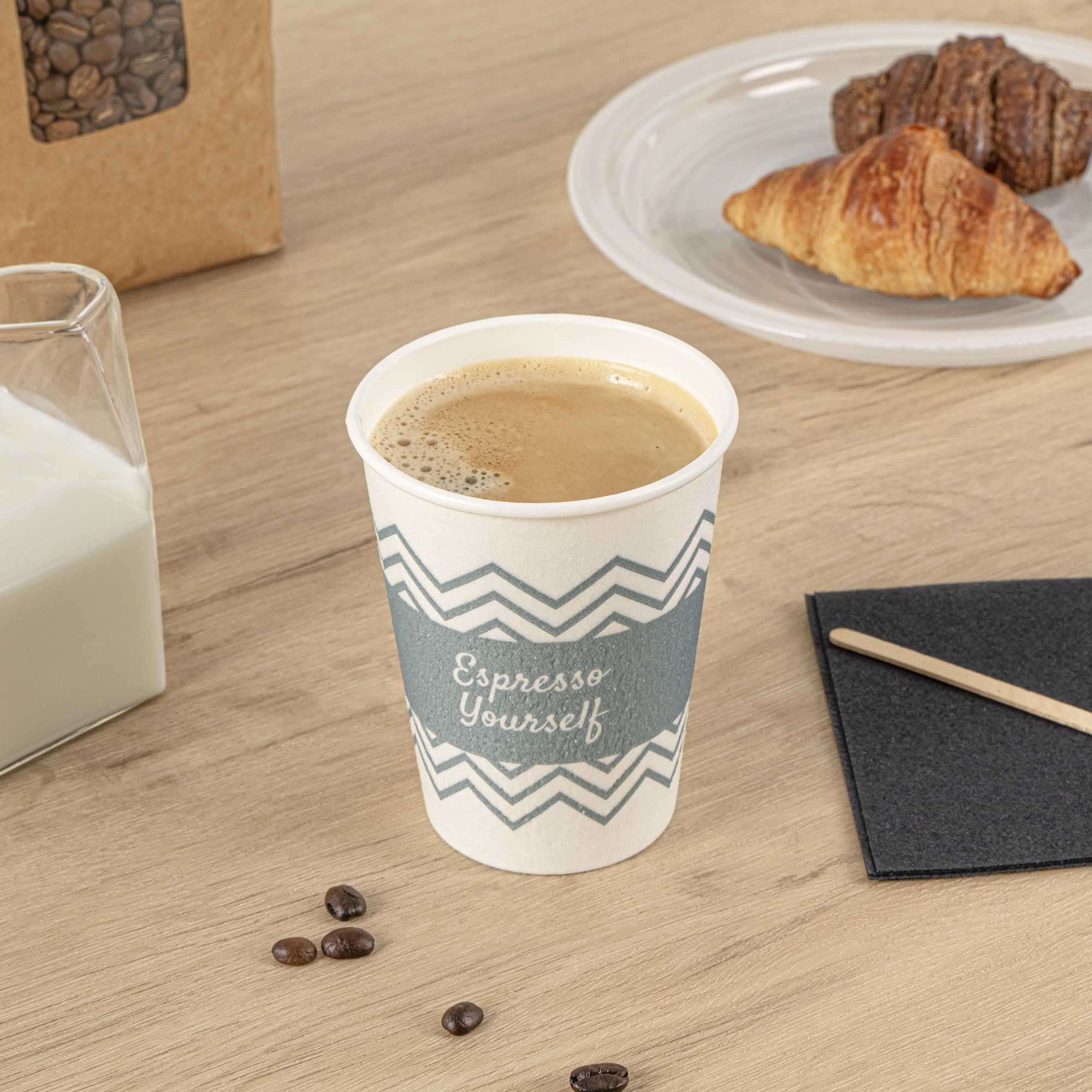Restpresso 12 oz Blue Paper Insulated Hot Cup - Espresso Yourself - 25 count box