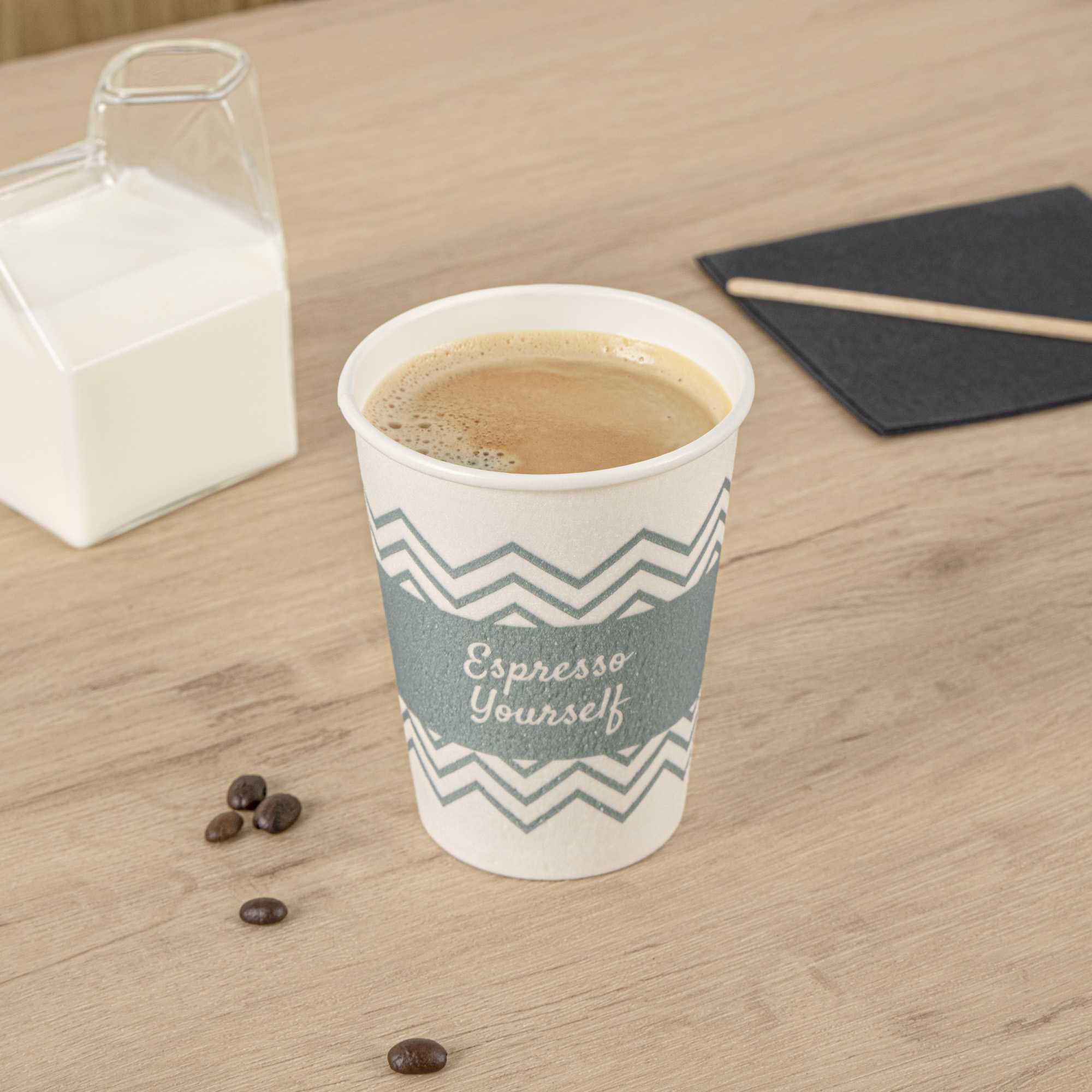 Restpresso 12 oz Blue Paper Insulated Hot Cup - Espresso Yourself - 25 count box