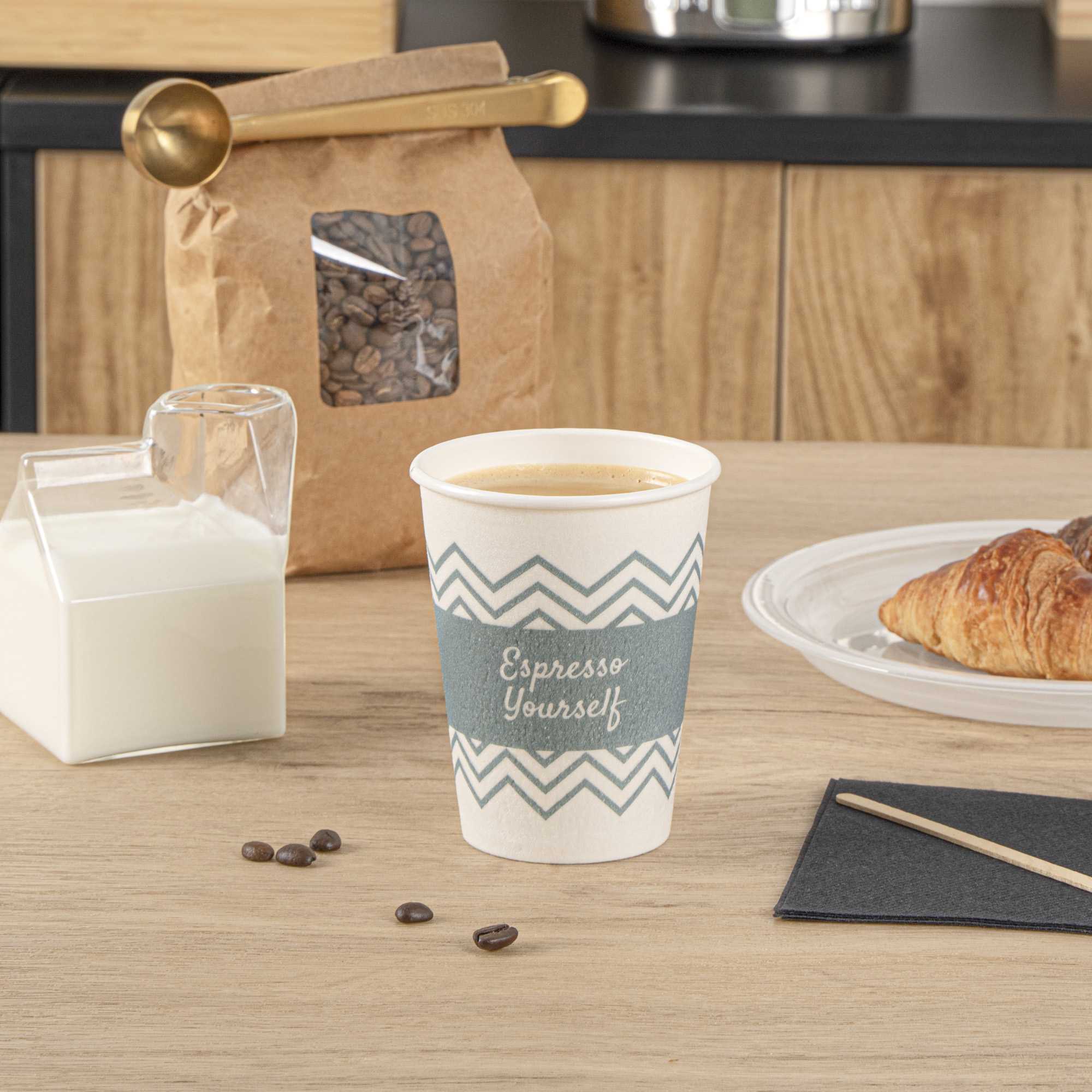 Restpresso 12 oz Blue Paper Insulated Hot Cup - Espresso Yourself - 500 count box