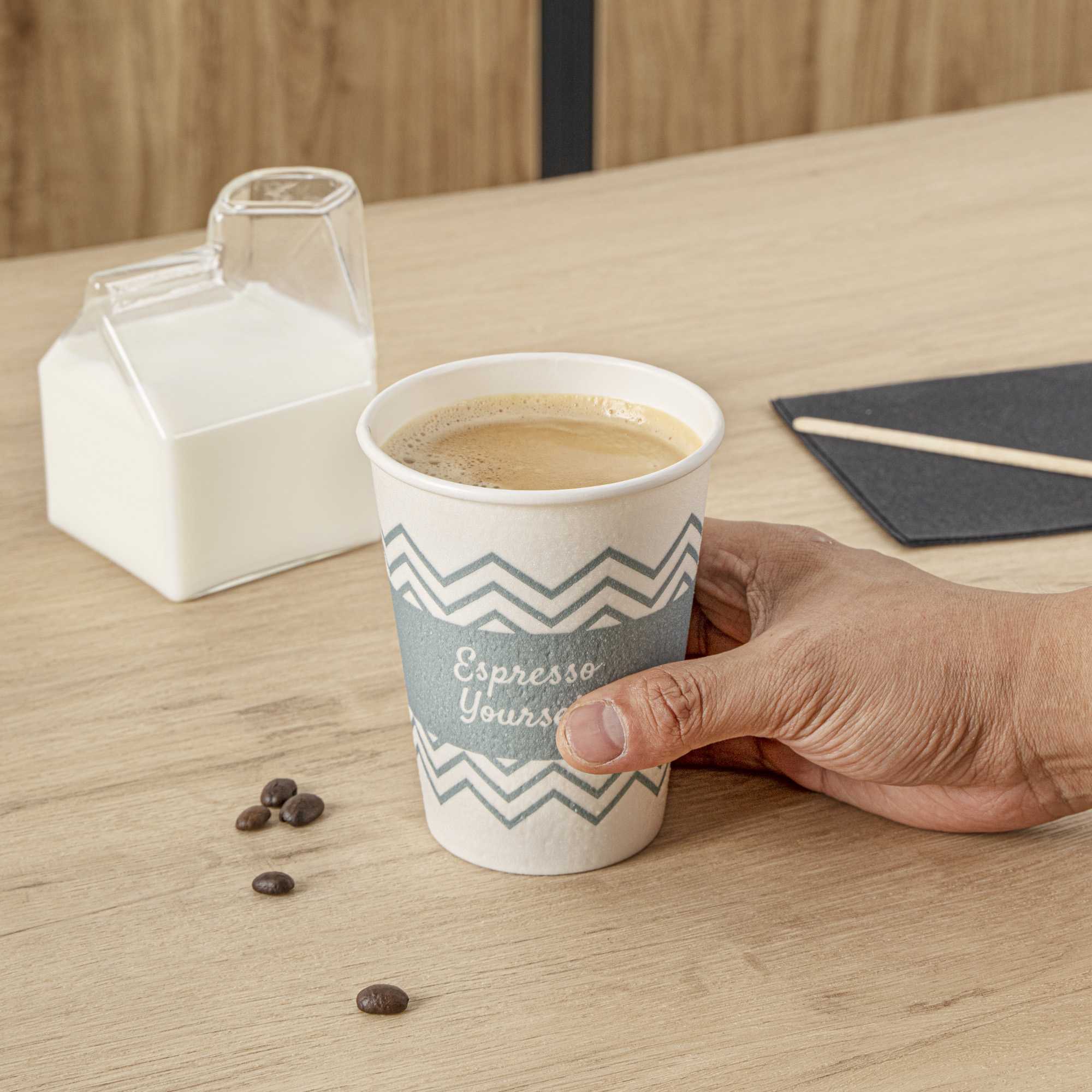 Restpresso 12 oz Blue Paper Insulated Hot Cup - Espresso Yourself - 500 count box