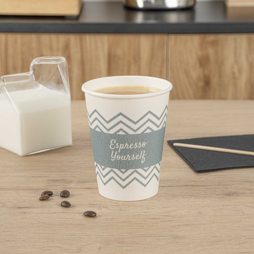 Restpresso 12 oz Blue Paper Insulated Hot Cup - Espresso Yourself - 500 count box