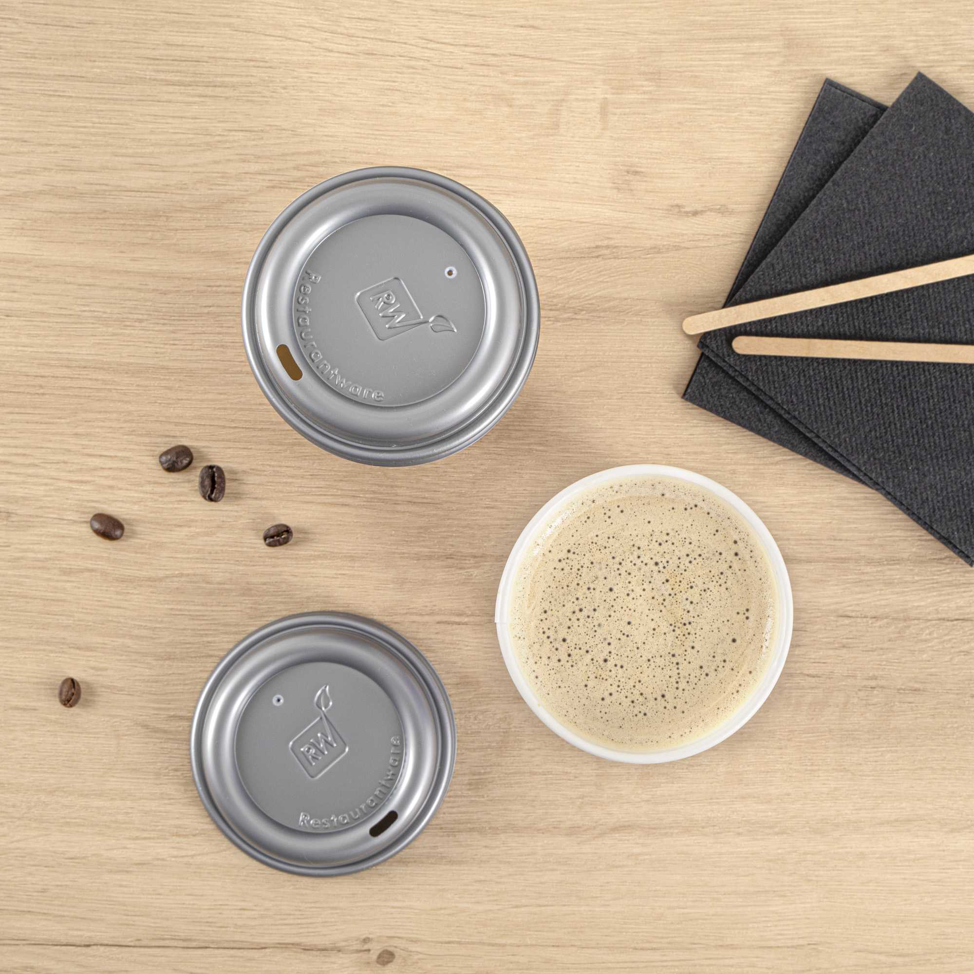 Restpresso 12 oz Purple Paper Insulated Hot Cup - Ideas Come After Coffee, with Gray Lid - 100 count box