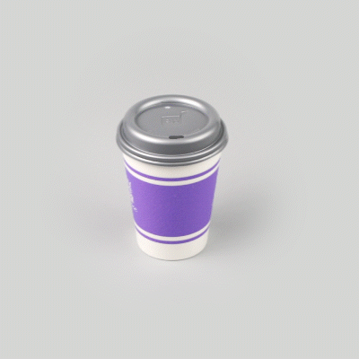 Restpresso 12 oz Purple Paper Insulated Hot Cup - Ideas Come After Coffee, with Gray Lid - 400 count box
