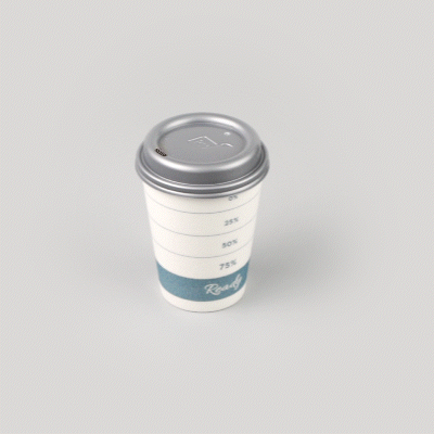 Restpresso 12 oz Green Paper Insulated Hot Cup - Readiness Meter, with Gray Lid - 100 count box