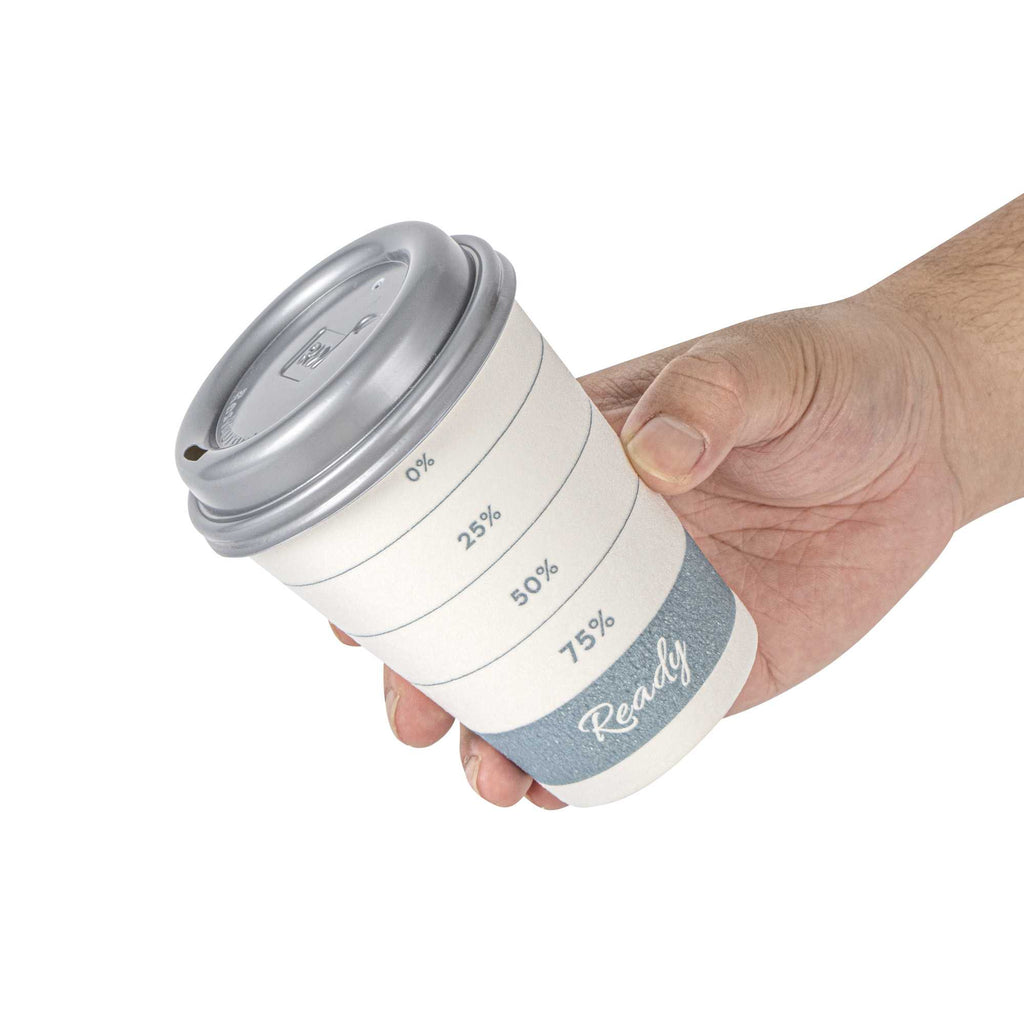 Restpresso 12 oz Green Paper Insulated Hot Cup - Readiness Meter, with Gray Lid - 400 count box