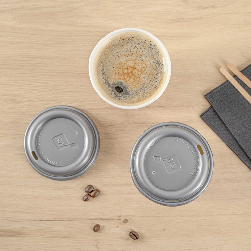 Restpresso 12 oz Pink Paper Insulated Hot Cup - Ok, But First Coffee, with Gray Lid - 100 count box