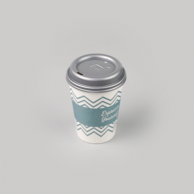 Restpresso 12 oz Blue Paper Insulated Hot Cup - Espresso Yourself, with Gray Lid - 400 count box