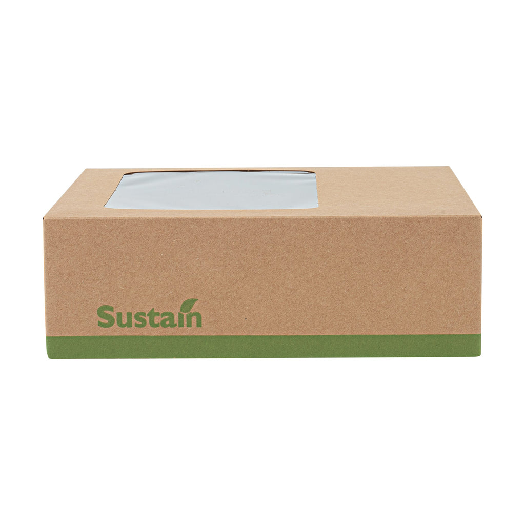 Sustain Rectangle Kraft Paper Auto-Popup Bakery Box - with PLA Lining and Window - 9" x 7" x 3" - 200 count box