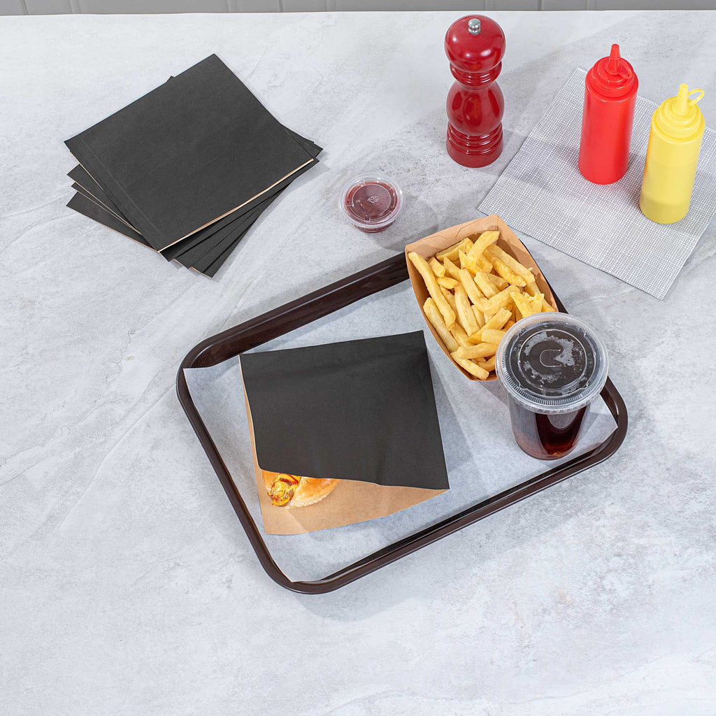 Bag Tek Black Paper Medium Double Open Bag - Greaseproof - 7" x 6 3/4" - 100 count box