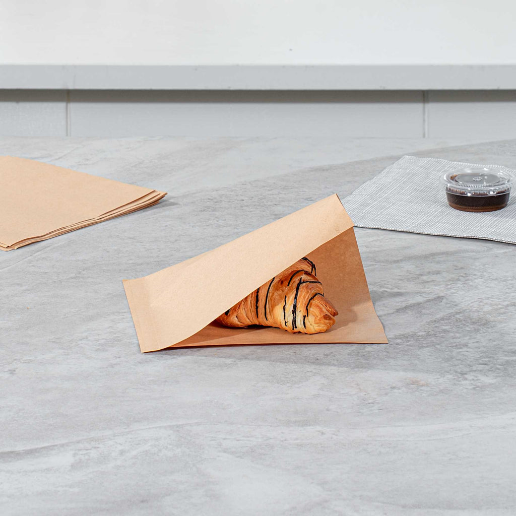 Bag Tek Kraft Paper Medium Double Open Bag - Greaseproof - 7" x 6 3/4" - 100 count box
