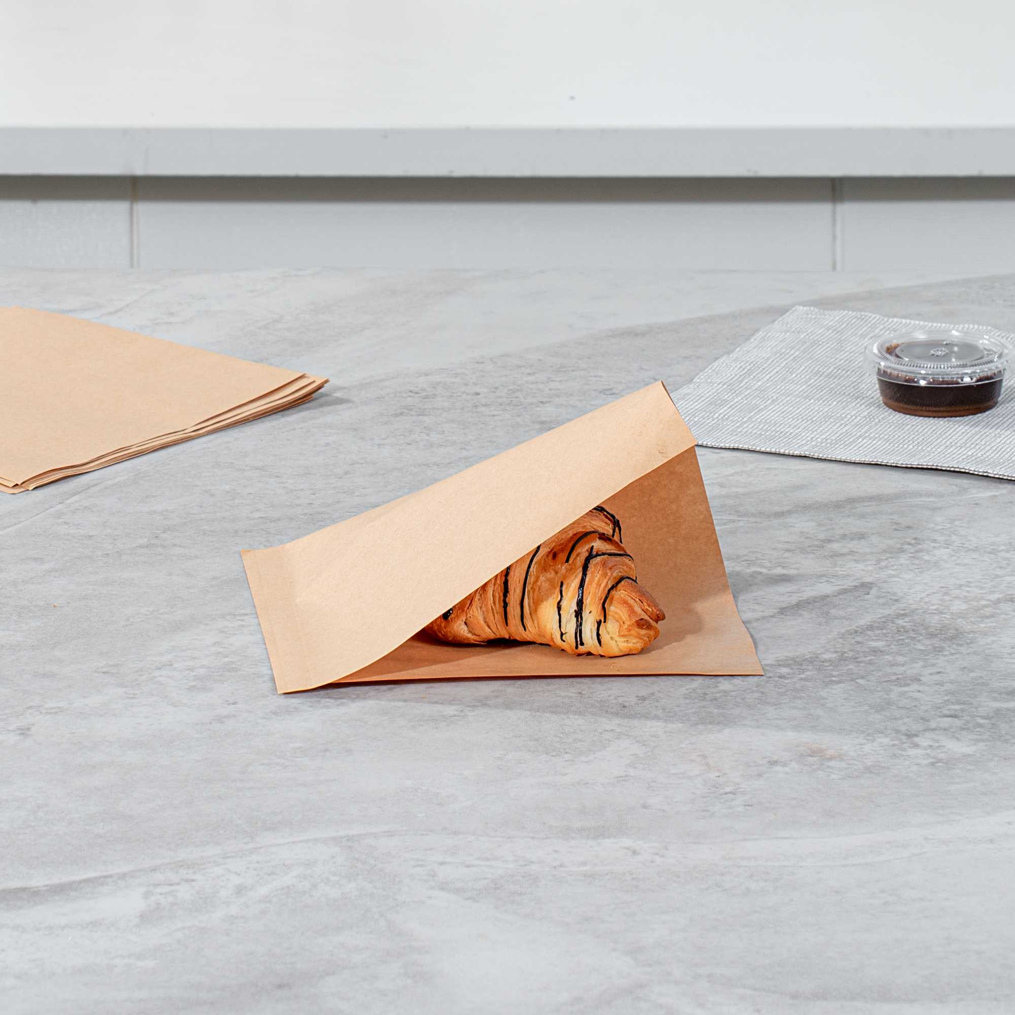 Bag Tek Kraft Paper Medium Double Open Bag - Greaseproof - 7" x 6 3/4" - 5000 count box