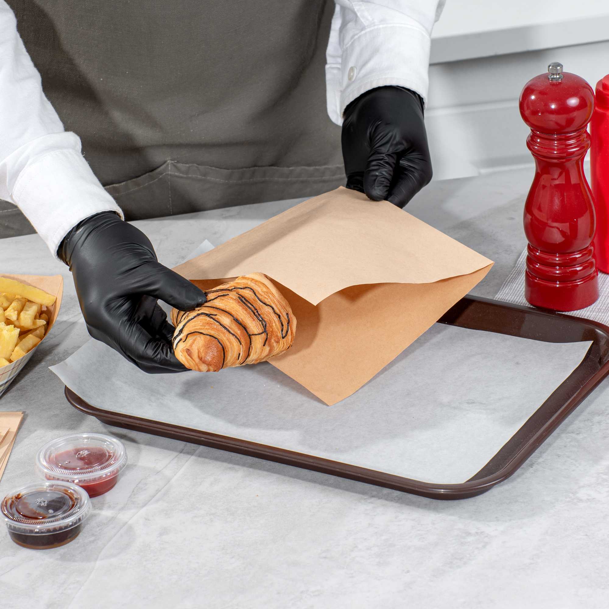 Bag Tek Kraft Paper Medium Double Open Bag - Greaseproof - 7" x 6 3/4" - 5000 count box