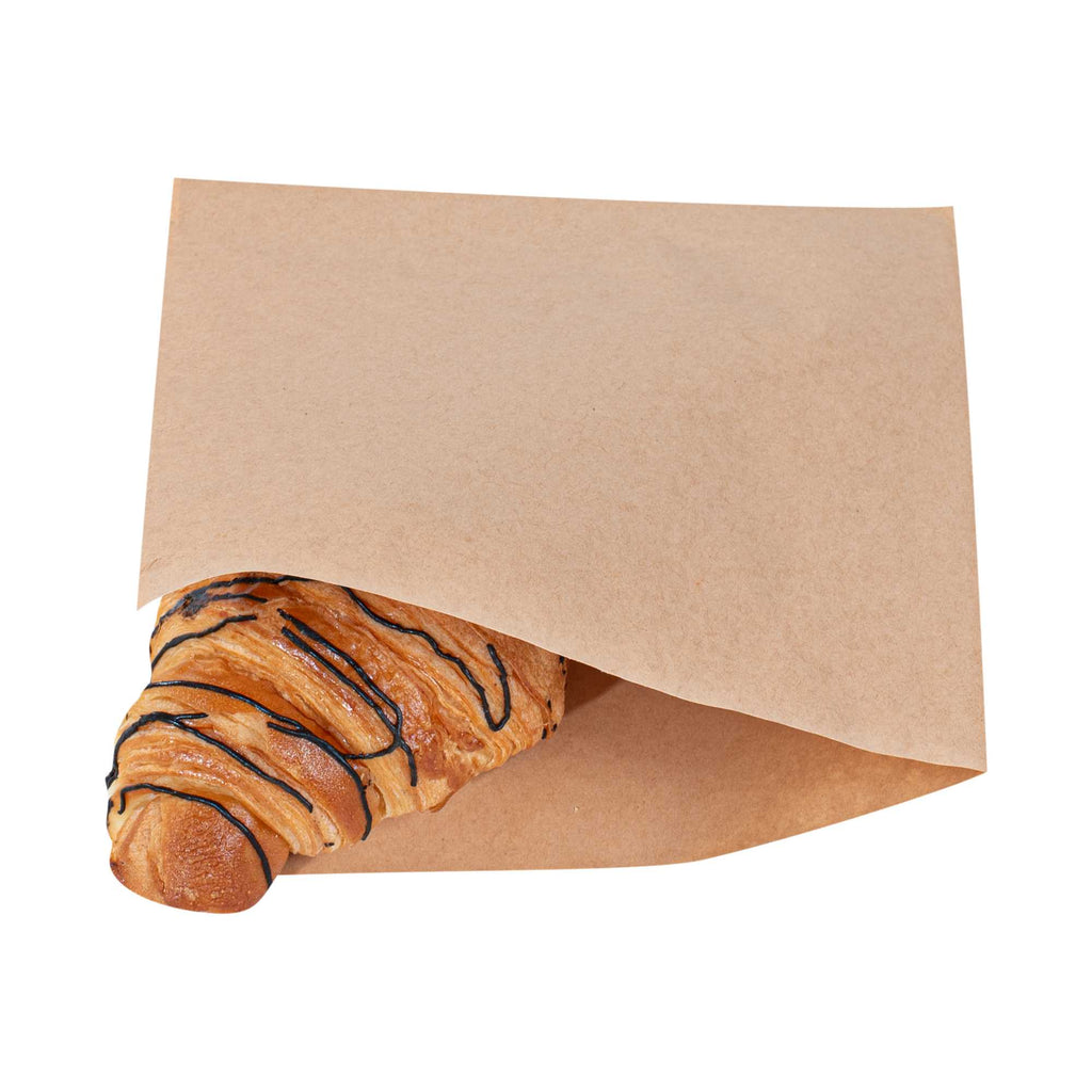 Bag Tek Kraft Paper Medium Double Open Bag - Greaseproof - 7" x 6 3/4" - 100 count box