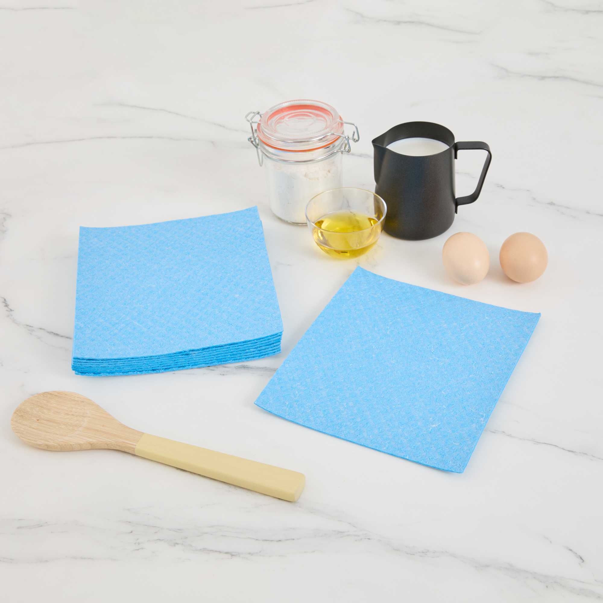Clean Tek Professional Blue Reusable Swedish Dishcloth - Biodegradable - 6 3/4" x 7 3/4" - 10 count box