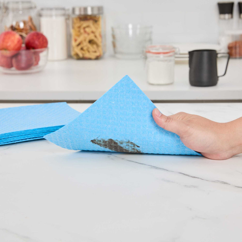 Clean Tek Professional Blue Reusable Swedish Dishcloth - Biodegradable - 6 3/4" x 7 3/4" - 10 count box