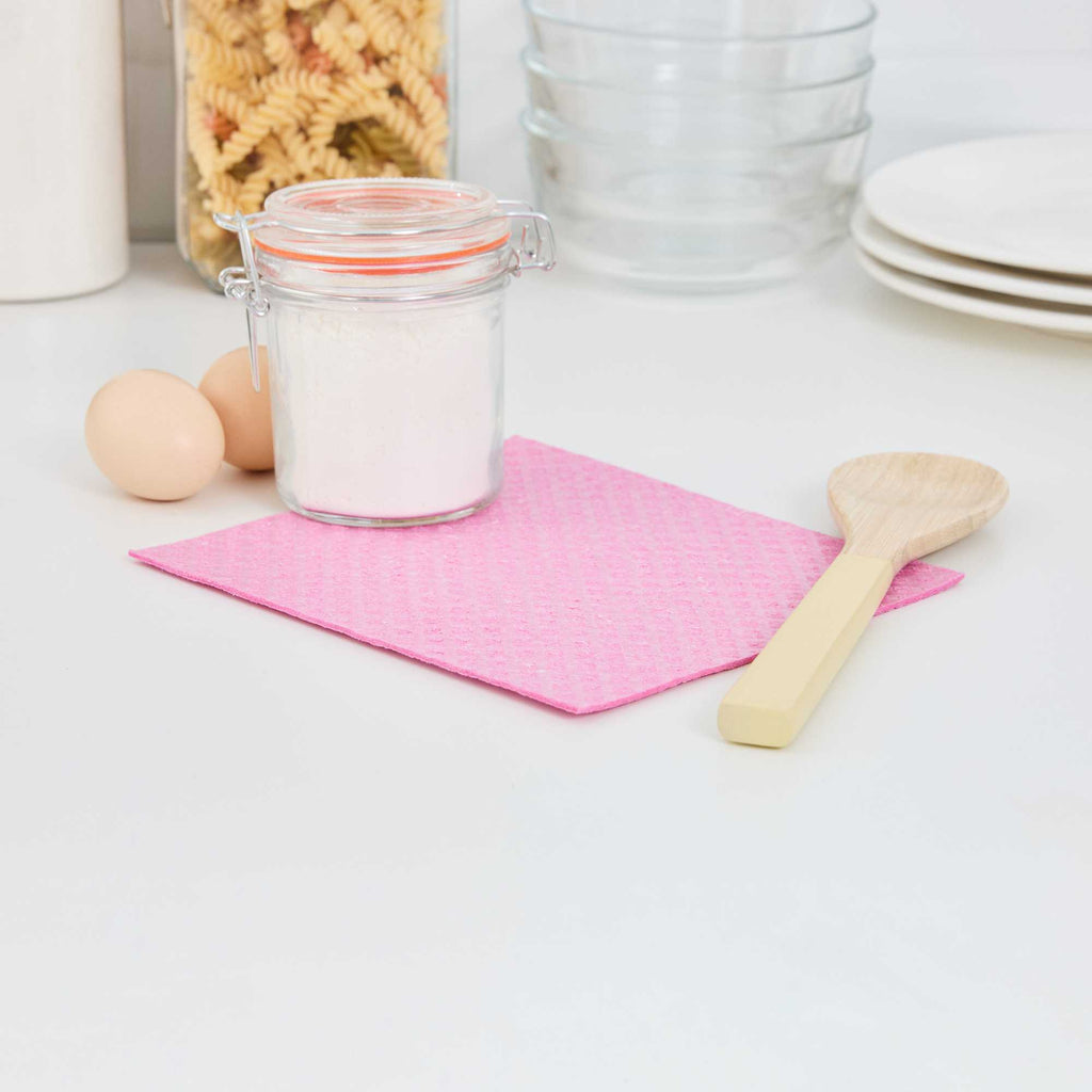 Clean Tek Professional Pink Reusable Swedish Dishcloth - Biodegradable - 6 3/4" x 7 3/4" - 10 count box