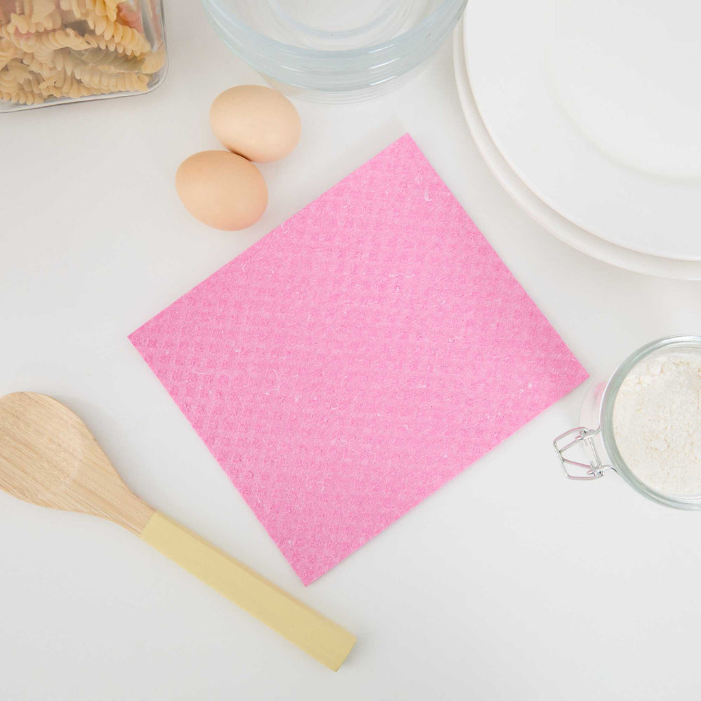 Clean Tek Professional Pink Reusable Swedish Dishcloth - Biodegradable - 6 3/4" x 7 3/4" - 10 count box