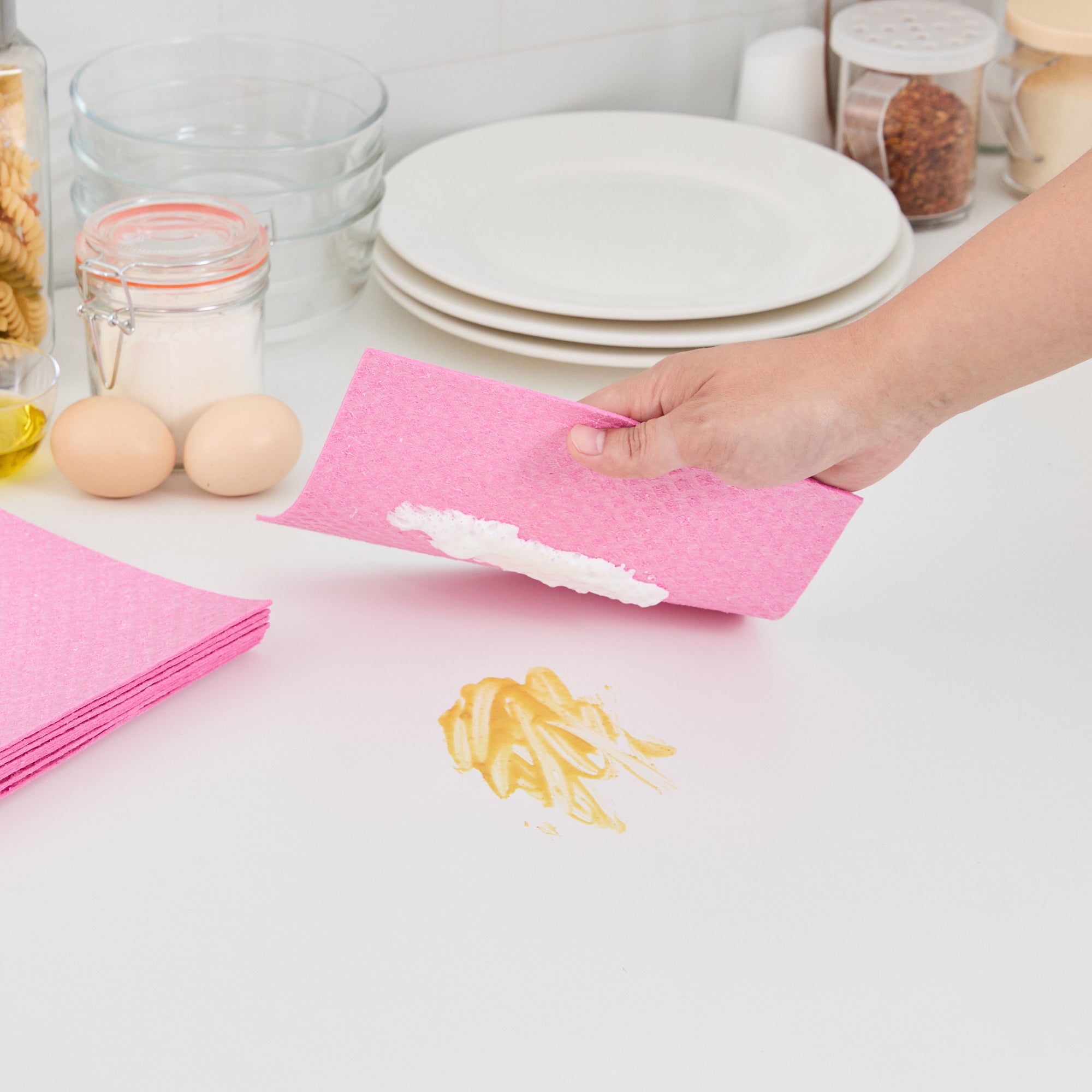 Clean Tek Professional Pink Reusable Swedish Dishcloth - 6 3/4" x 7 3/4" - 200 count box