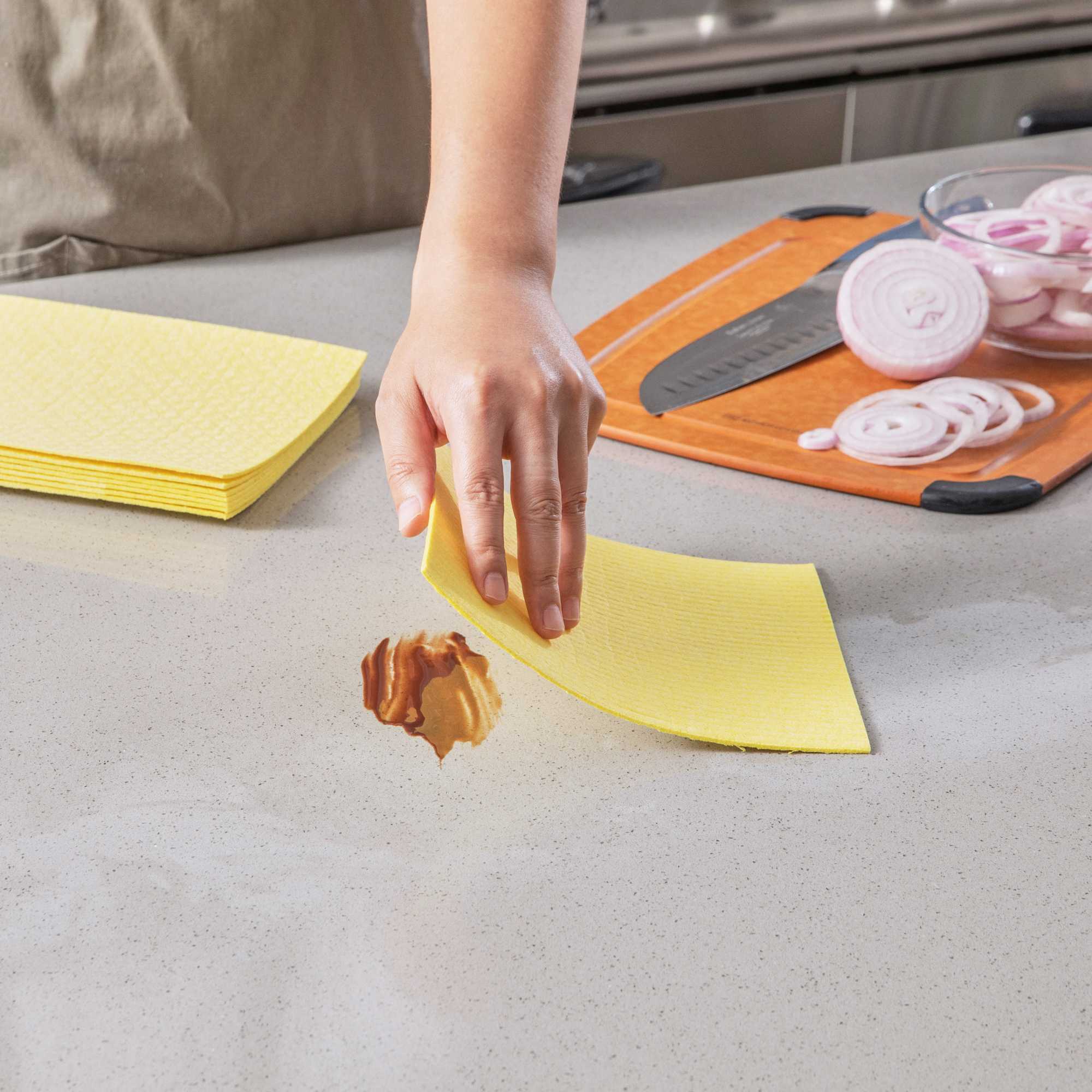 Clean Tek Professional Yellow Reusable Swedish Dishcloth - Biodegradable - 6 3/4" x 7 3/4" - 10 count box