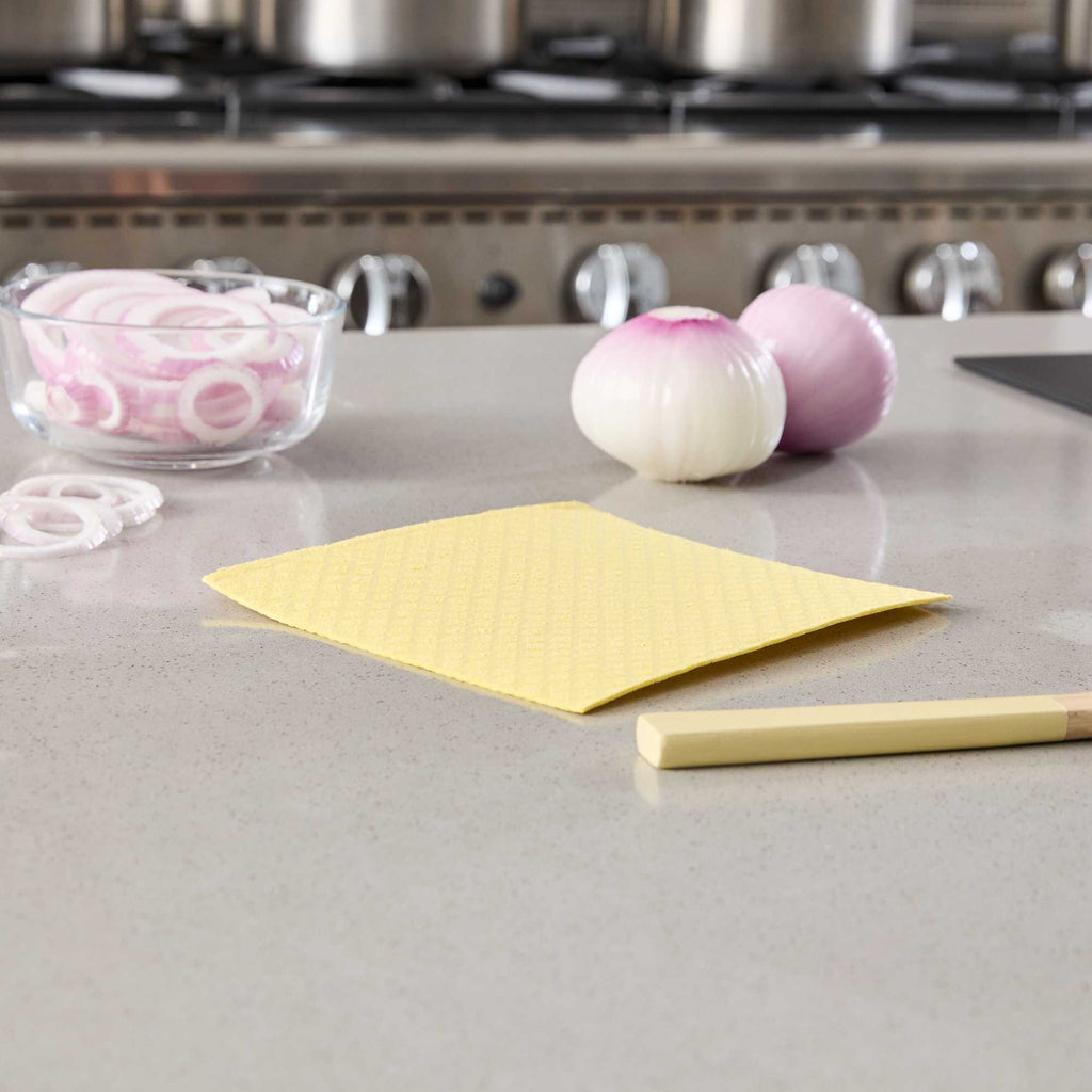 Clean Tek Professional Yellow Reusable Swedish Dishcloth - Biodegradable - 6 3/4" x 7 3/4" - 10 count box