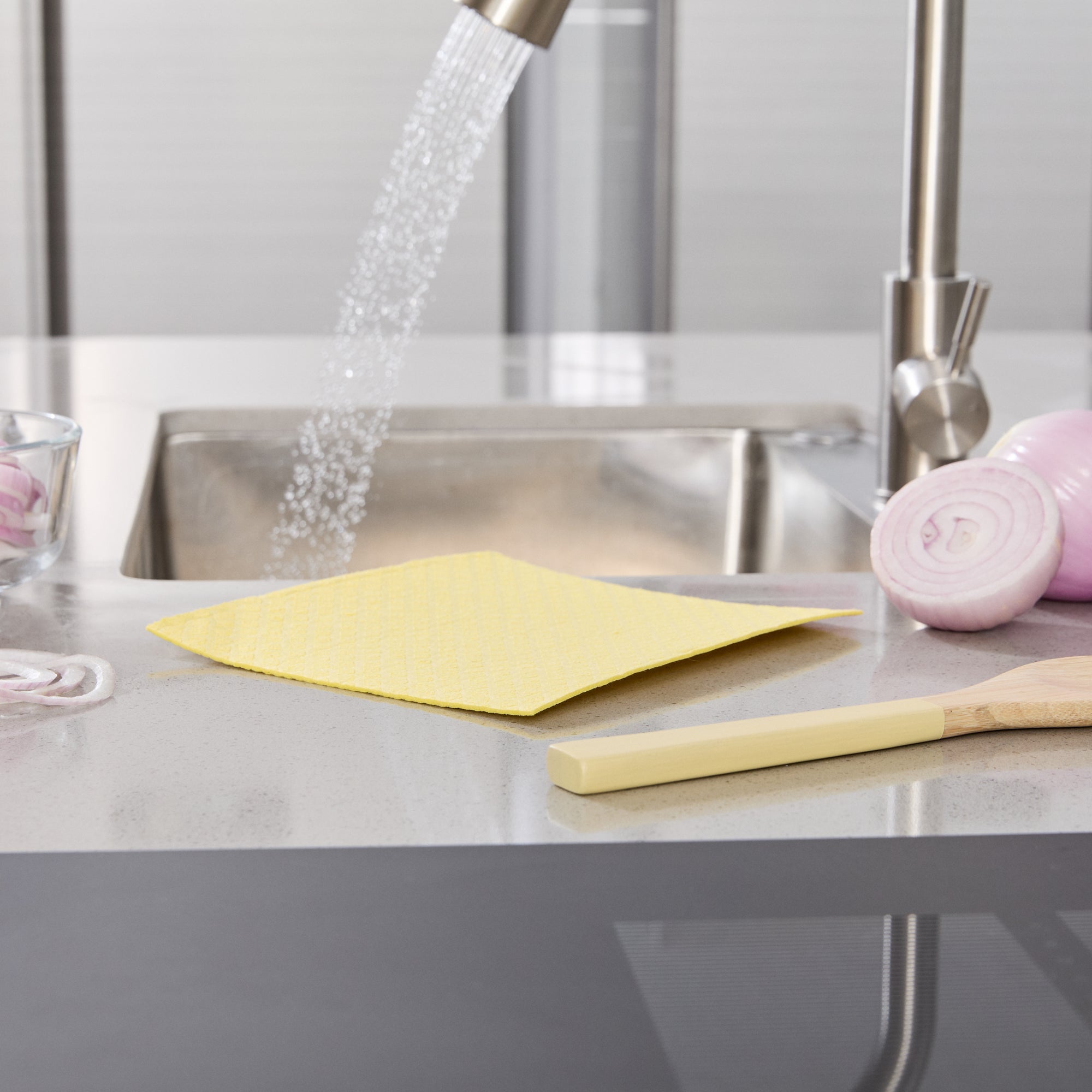 Clean Tek Professional Yellow Reusable Swedish Dishcloth - 6 3/4" x 7 3/4" - 200 count box