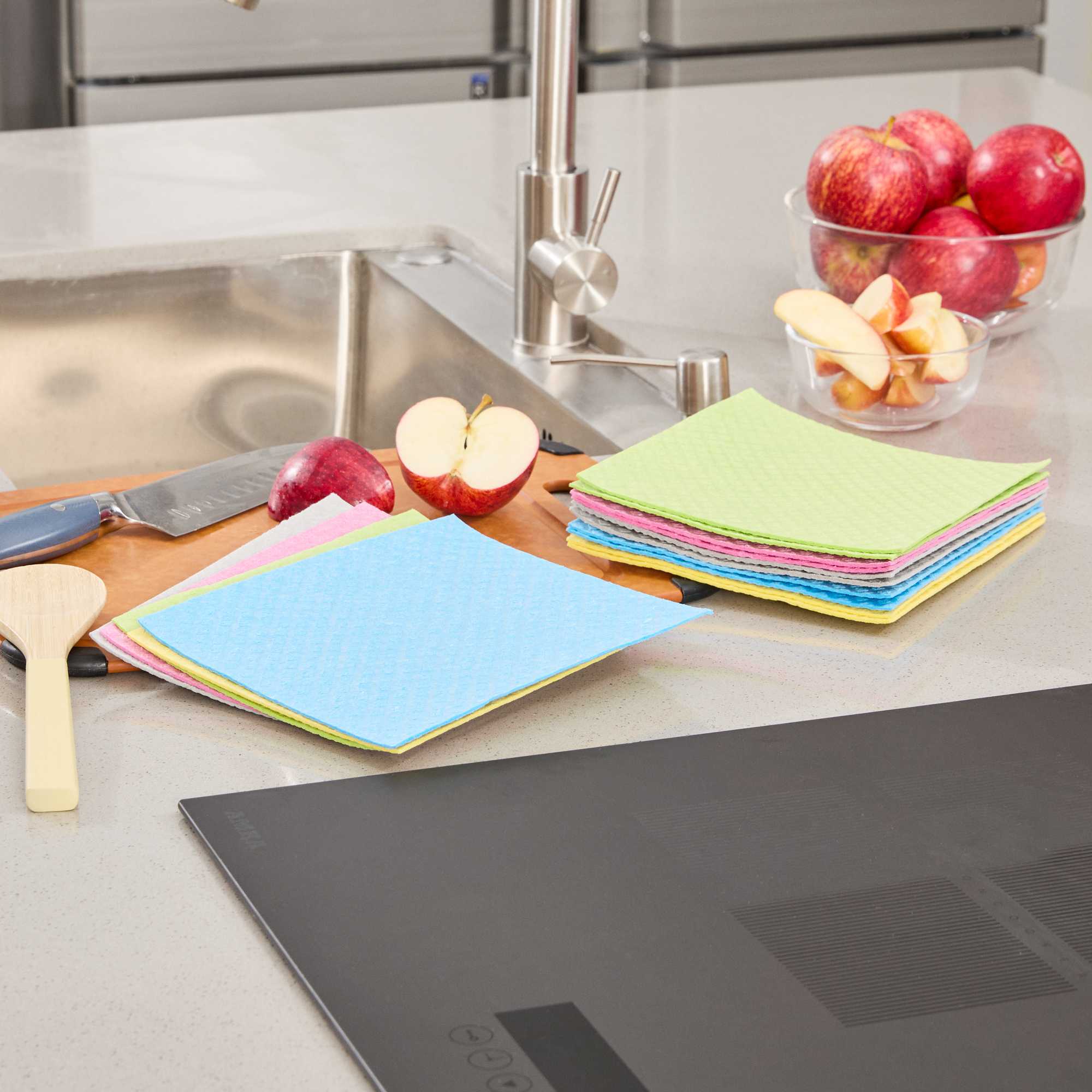 Clean Tek Professional Assorted Reusable Swedish Dishcloth - Biodegradable - 6 3/4" x 7 3/4" - 10 count box