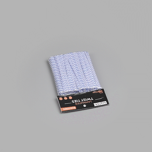Bag Tek Blue Stripe Paper Twist Tie / Bag Tie - Laminated - 4" - 5000 count box
