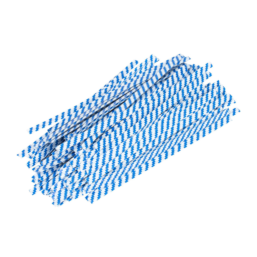 Bag Tek Blue Stripe Paper Twist Tie / Bag Tie - Laminated - 4" - 5000 count box
