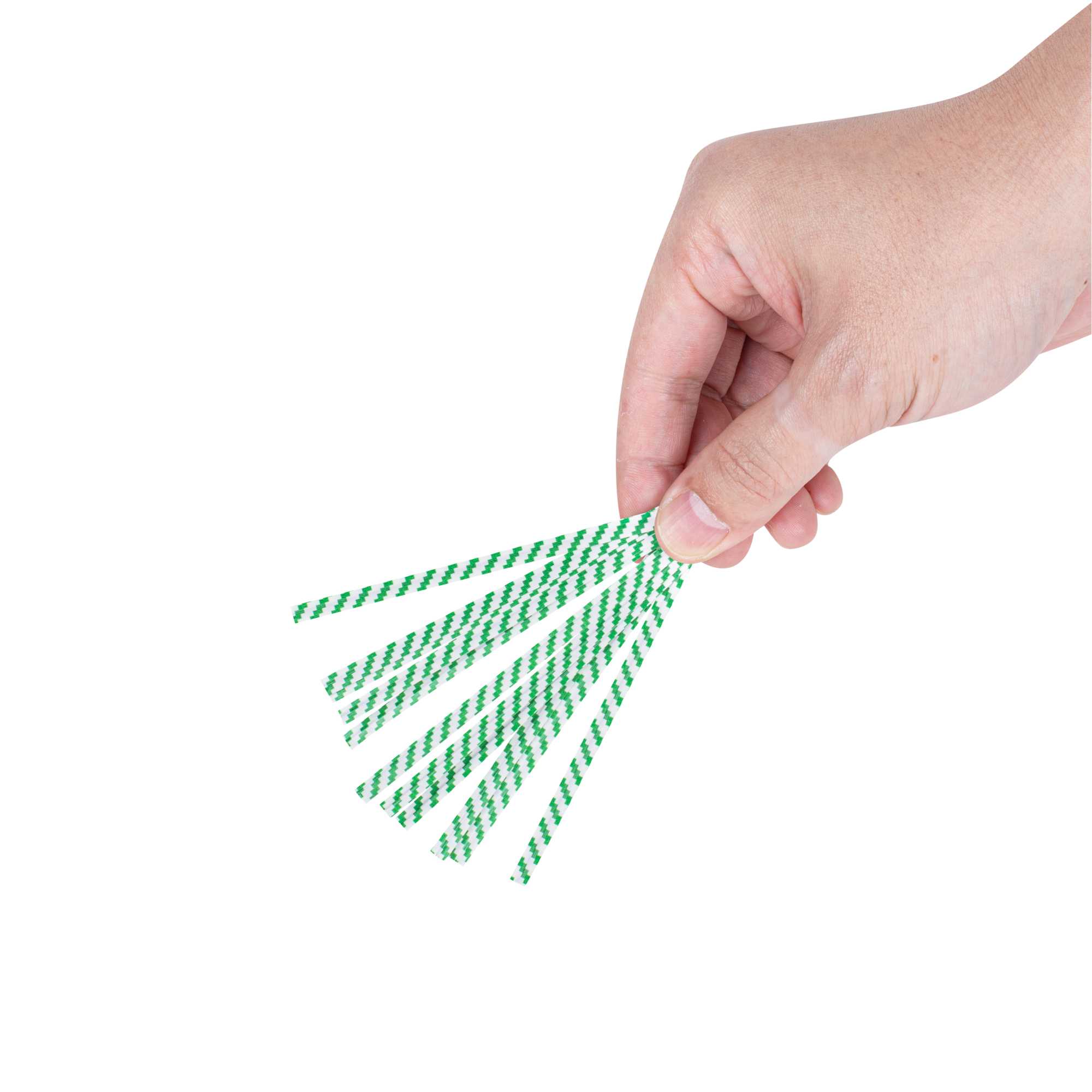 Bag Tek Green Stripe Paper Twist Tie / Bag Tie - Laminated - 4" - 50000 count box