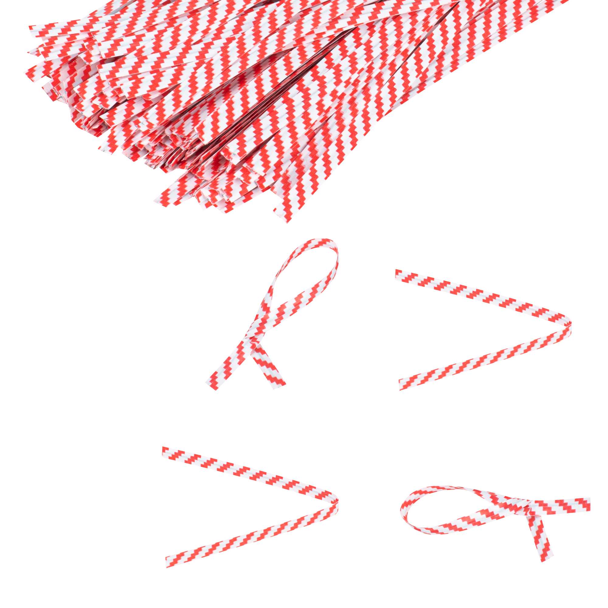 Bag Tek Red Stripe Paper Twist Tie / Bag Tie - Laminated - 4" - 5000 count box